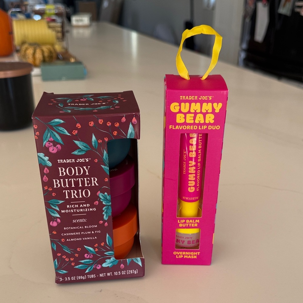 NWT Trader Joes Body Butter Trio and Gummy Bear Lip Duo